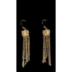 TAI Rose Quart & CZ with Gold Chain Fringe Earrings